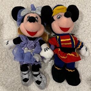 vintage disney mickey and minnie nutcracker and sugar plum fairy stuffed animals